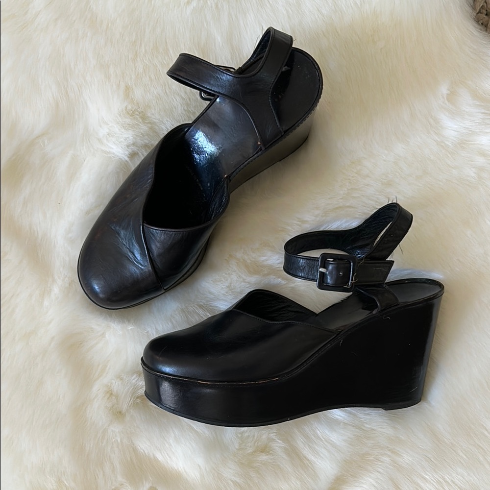 ROBERT CLERGERIE Black Y2K Wedge Sandals/ platforms